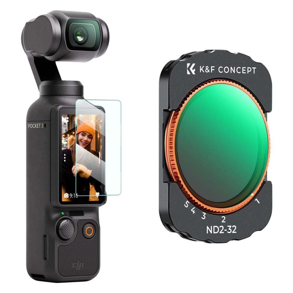 K&amp;f Concept 磁性可變 ND2-ND32(1 至 5 檔)濾鏡,適用於 DJI Osmo Pocket 3 磁