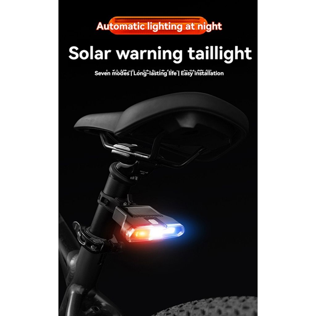 山地自行車太陽能充電尾燈警示燈騎行配件