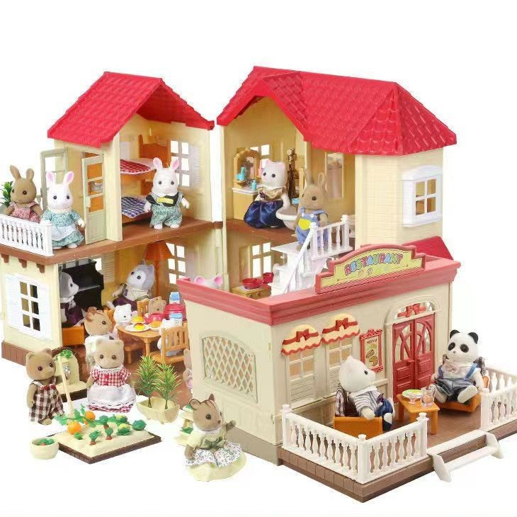 森林貝爾 森林家族兼容森貝兒家族燈光玩具屋迷你兔女孩過家家仿真別墅玩具生日禮物
