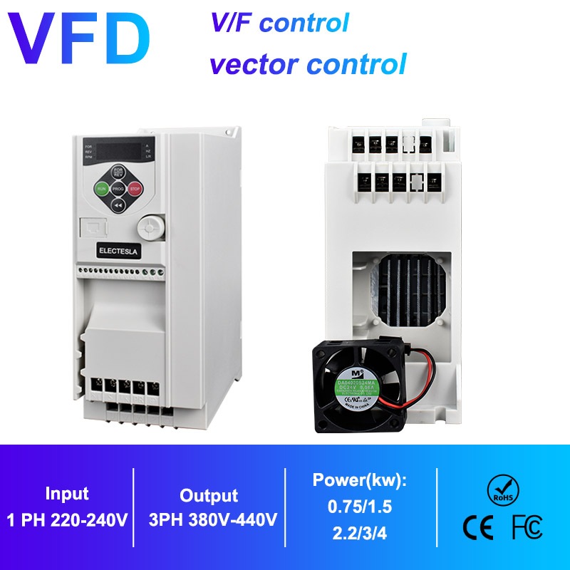 Ac VFD逆變器1相220V 3相380V輸入到3相輸出220V/380V 1HP 2HP 3HP變頻器逆變器用於控制