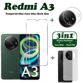 3in1 適用於Redmi A3 鋼化玻璃膜 Redmi A3 螢幕保護膜+鏡頭膜+背膜