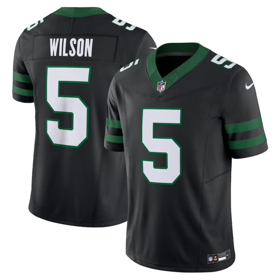 男式 NFL 紐約噴氣機 Garrett Wilson Legacy 黑色限量美式足球球衣