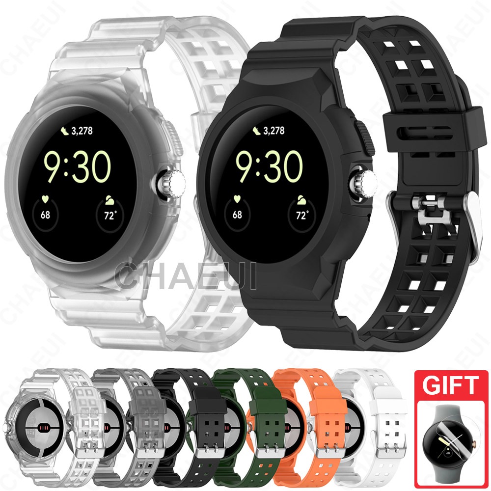 適用於 Google Pixel Watch 2 一體錶帶 Pixel Watch 矽膠腕帶 透色錶帶 運動腕帶