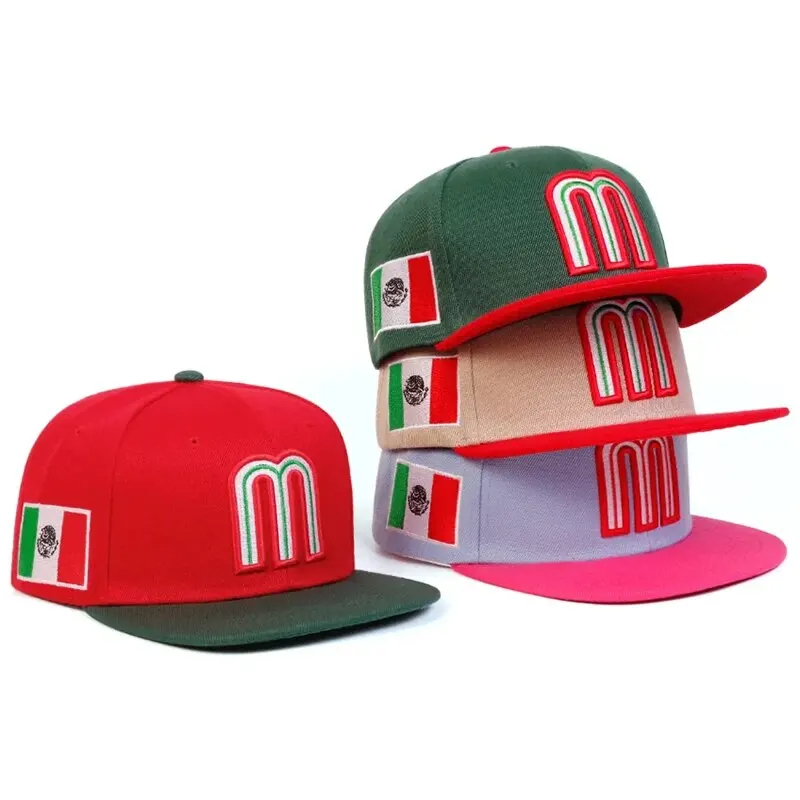 墨西哥 M 字母刺繡棒球帽男式女式可調節嘻哈帽男女通用戶外休閒帽棉質後扣帽