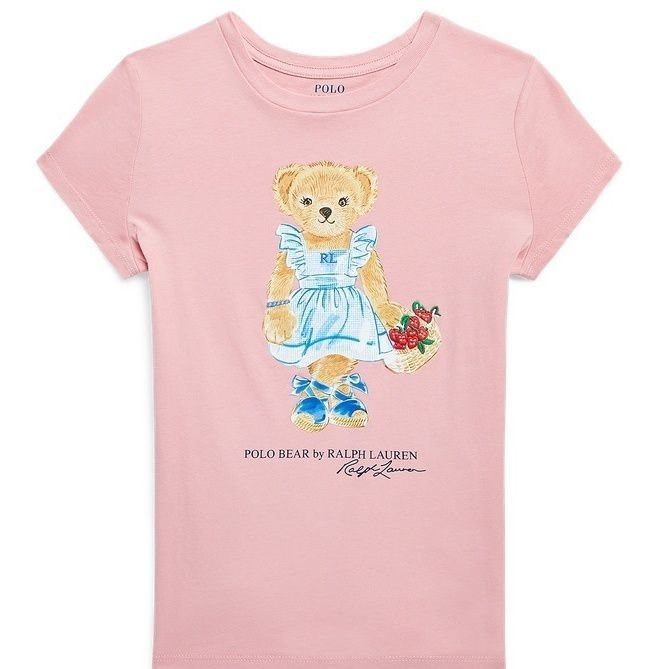 Little Bear 女式草莓籃卡通小熊印花圖案純棉短袖時尚百搭 GDH11