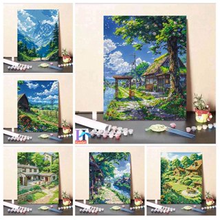 Hamlet【30*40cm】山村/風景/數字繪畫/diy/裝飾畫/手繪/藝術/家居裝飾/禮品/掛畫/成人兒童/減壓玩具