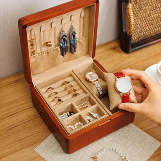 實木首飾盒高檔收納盒木質雙層精緻飾品盒項鍊手錶戒指手鐲盒