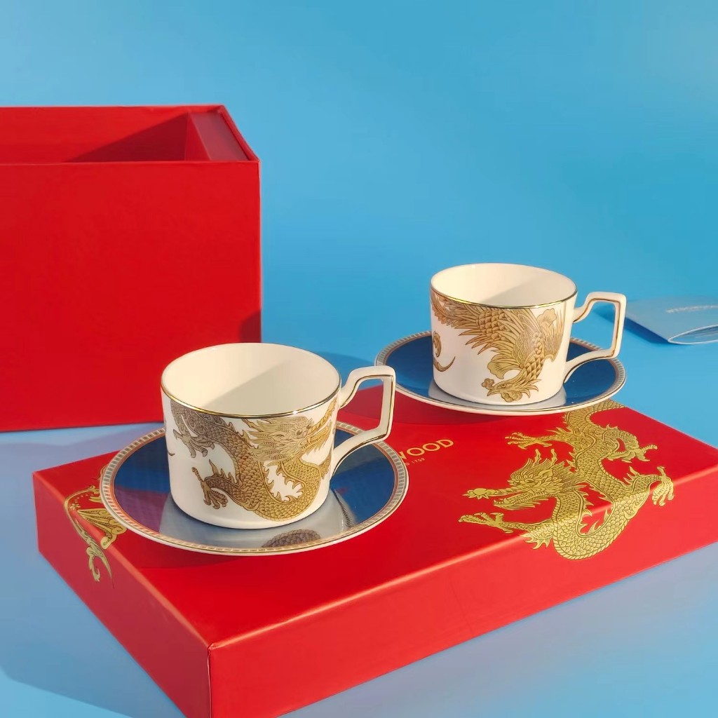 仙仙家 2024年新款英國WEDGWOOD東方傳奇系列骨瓷雙杯碟咖啡杯碟牛奶杯對杯禮盒裝