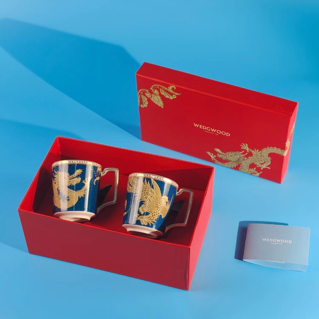 仙仙家 WEDGWOOD龍年新款東方傳奇系列骨瓷咖啡杯餐具雙馬克杯對杯禮盒裝水杯