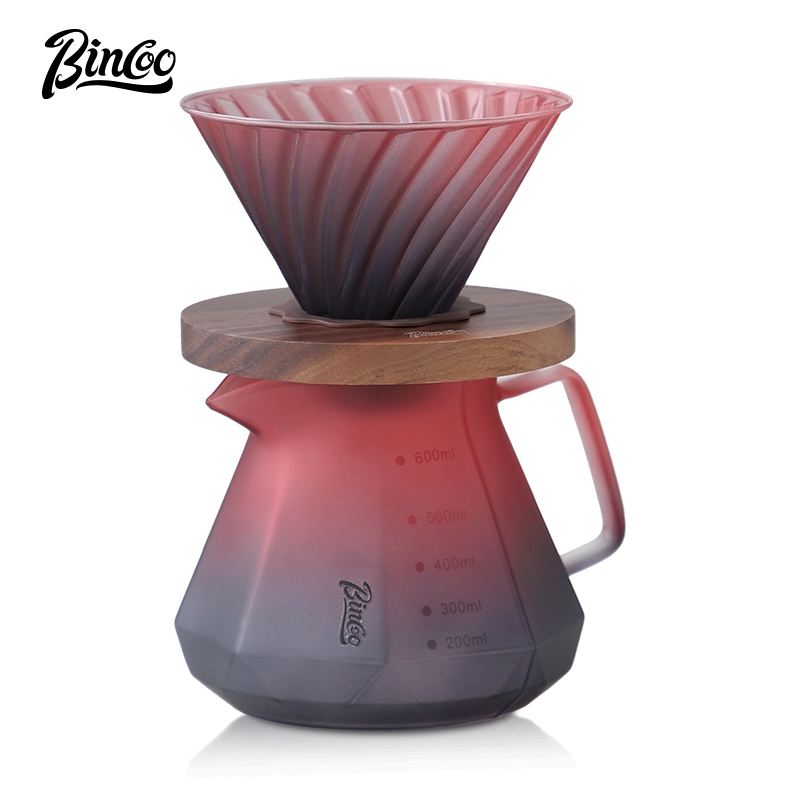 BINCOO 黑莓手沖咖啡壺套裝 手磨咖啡機濾杯分享壺 咖啡手沖壺全套 600ML