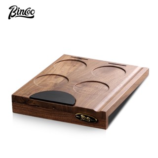 BINCOO 咖啡壓粉器收納板 胡桃木布粉器多功能器具 手柄填壓板