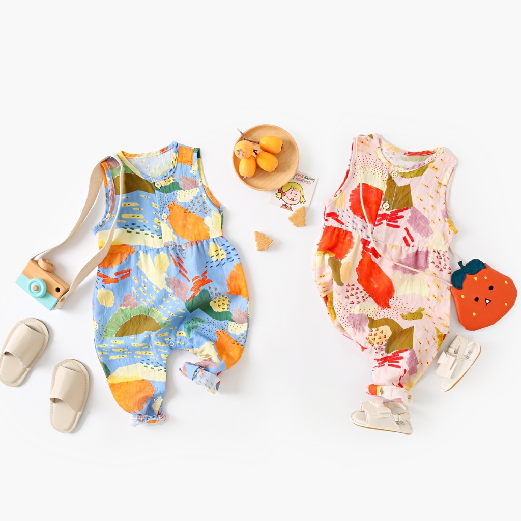 Sanlutoz 女嬰無袖連體衣 夏季嬰兒純棉服裝