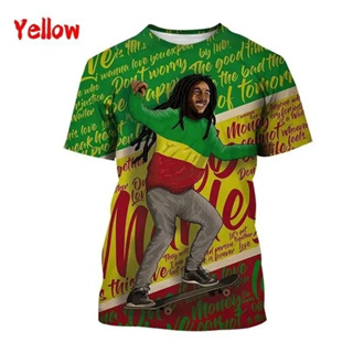 新款男女款 Bob Marley Legend Reggae Rasta 三維印花 T 恤夏季休閒上衣 T 恤上衣