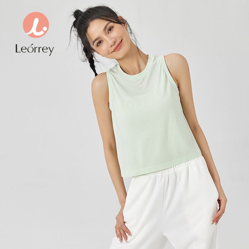 Leorrey 運動背心無袖 T 恤寬鬆透氣跑步瑜伽背心