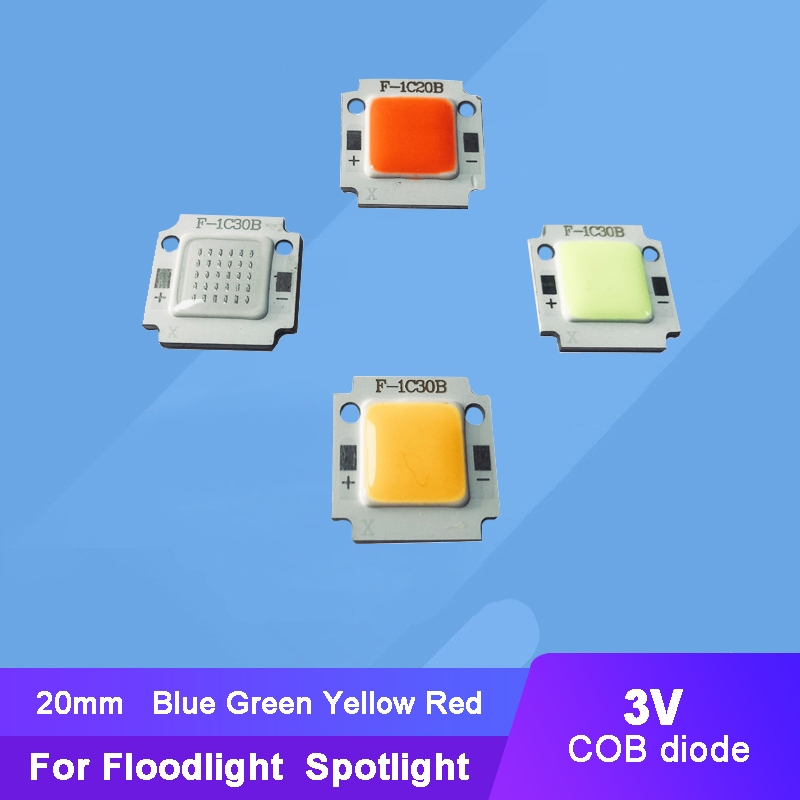輸入 3V 3.7V 10W 15W 藍綠黃紅 LED COB燈板 + 方形基板