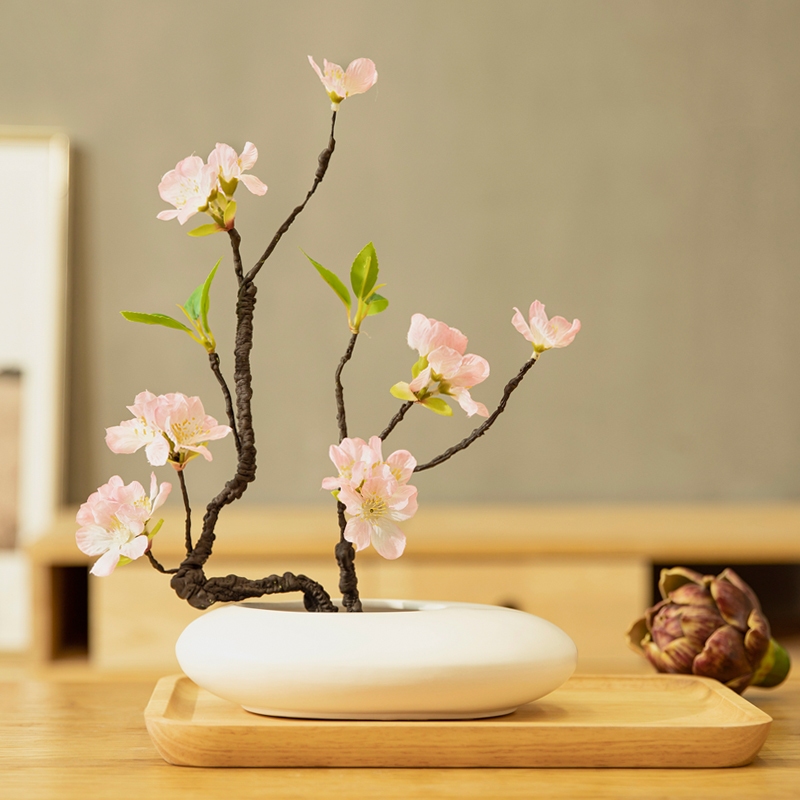 仿真櫻花桃花梅花樹枝假花絲花軟裝室內桌面裝飾花藝