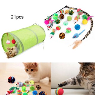 寵物玩具貓小貓 21 件互動室內玩具散裝球玩具鈴鐺鼠標