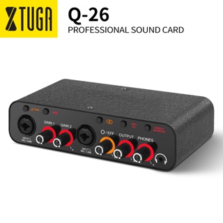 Q-26 專業音頻接口立體聲/單聲道 USB 錄音聲卡,帶 32 位/384 kHz 高音頻分辨率內置監聽插孔,用於錄音