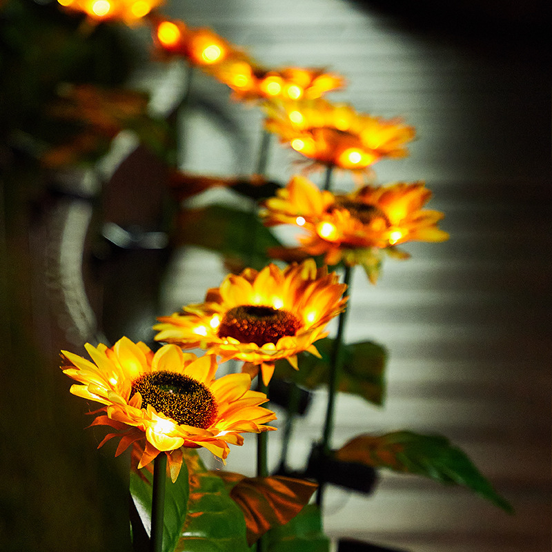 太陽能戶外防水燈 戶外太陽能向日葵花燈庭院花園草坪裝飾地插燈仿真景觀植物氛圍燈