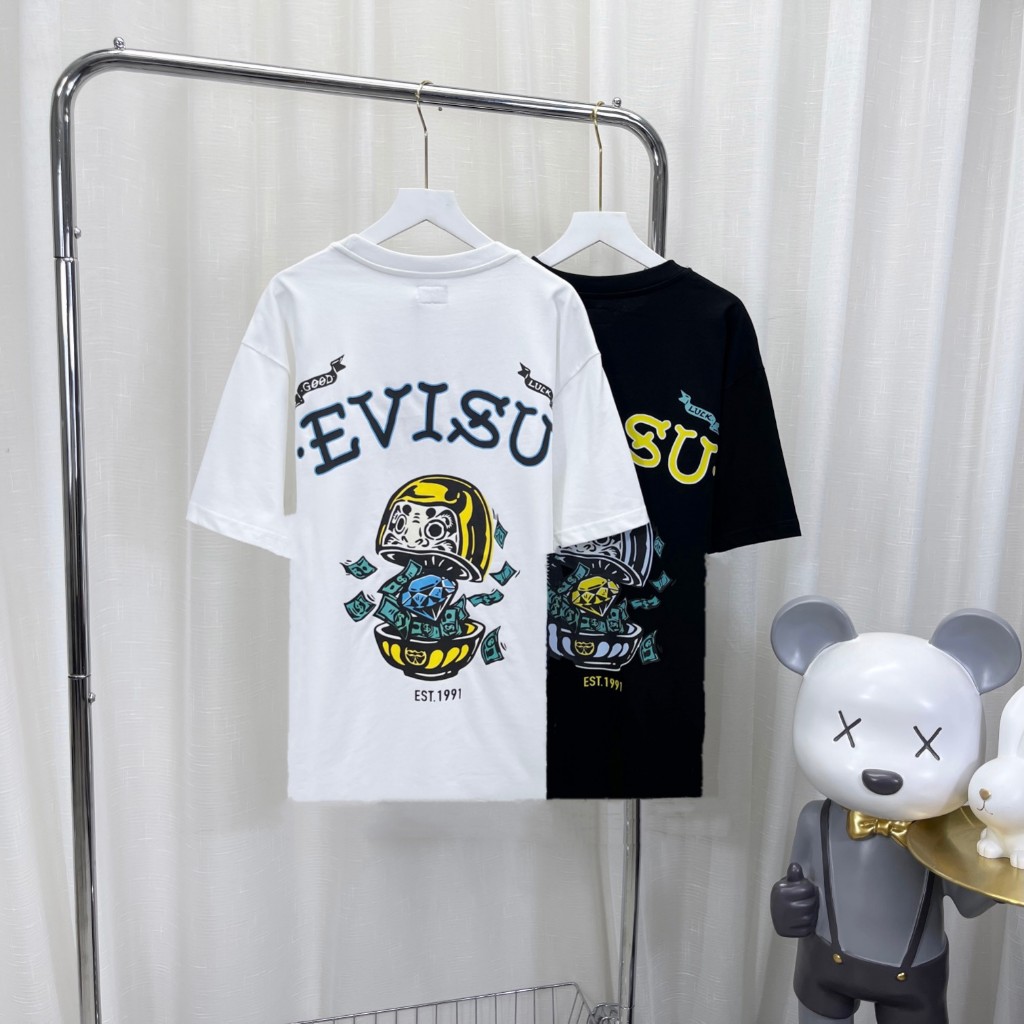 日本EVISU福神24ss新款胸前字母印花采用磚石分割立體印花短袖T恤 男女同款