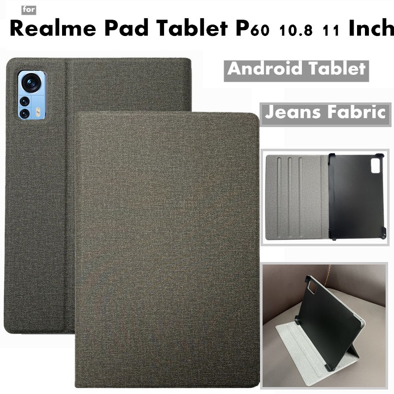 適用於 Realme Pad P60 10.8 11 英寸安卓平板電腦人造翻蓋皮套保護套帶立式功能保護套