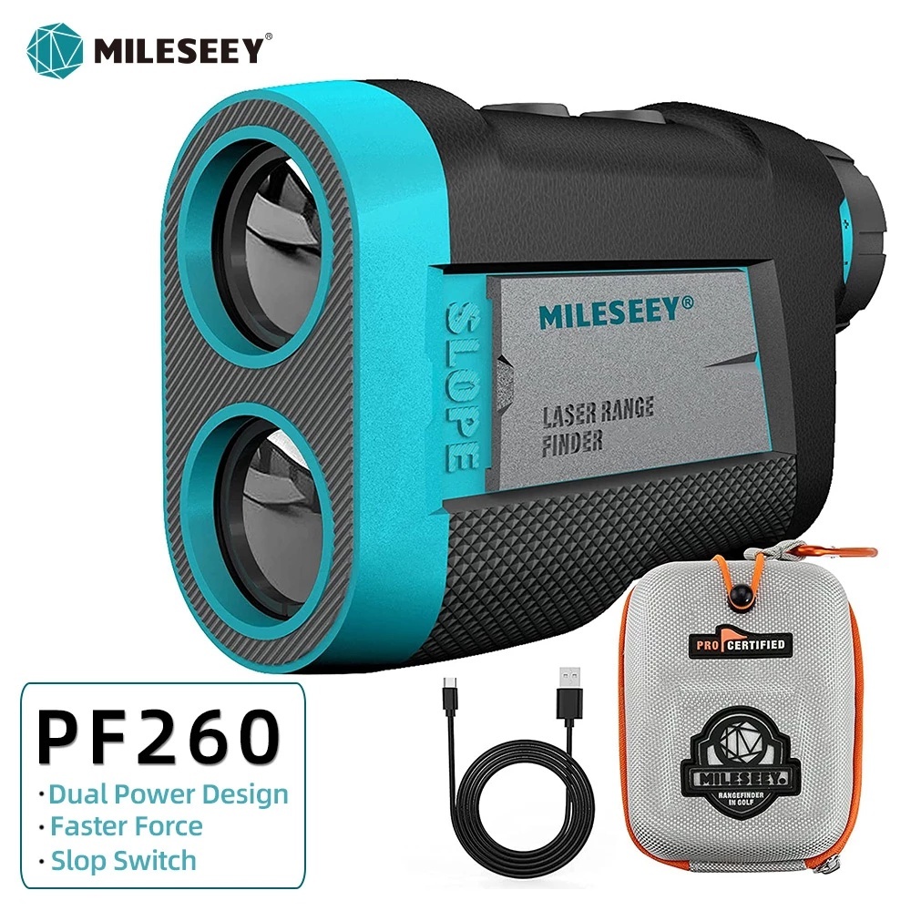 Mileseey PF260 高爾夫距離測量 600M / 碼, 雙電源和磁性固定, 帶斜坡開關的望遠鏡激光測距儀和高爾