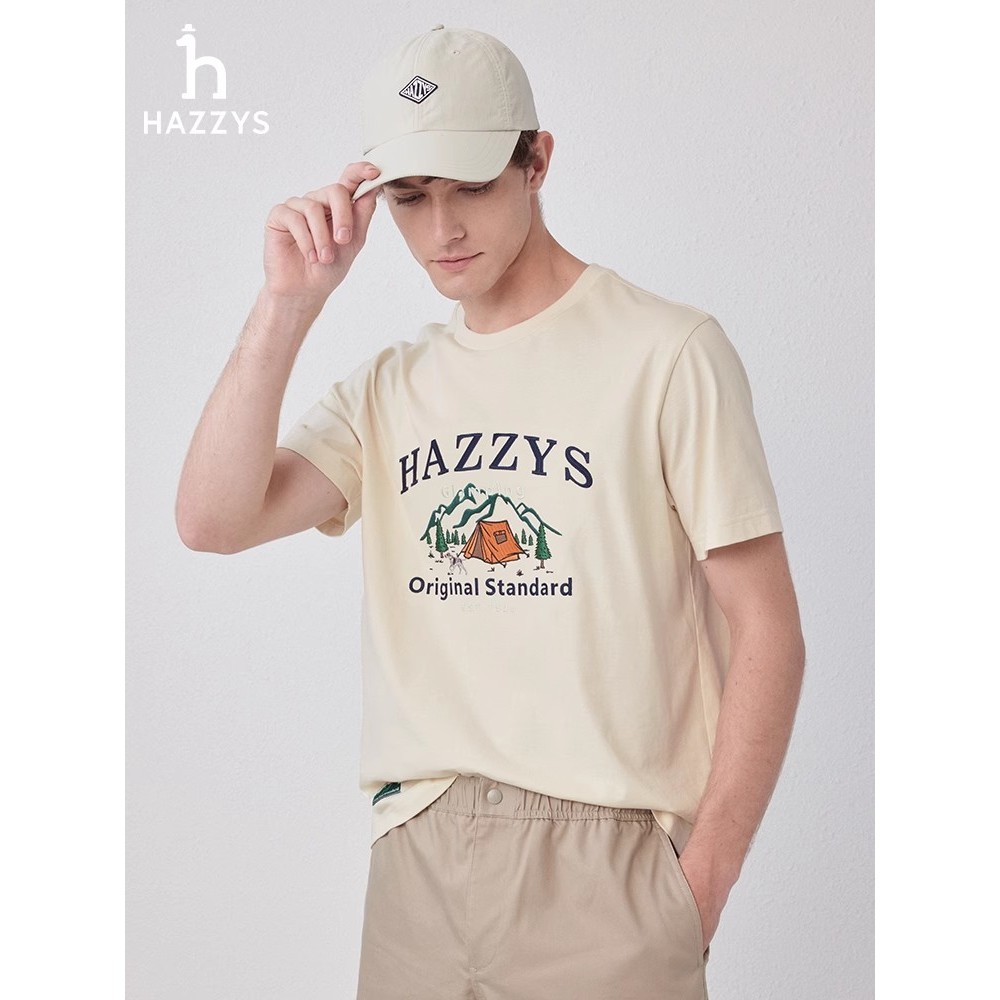 Hazzys新款t恤男士戶外休閒簡約短袖時尚上衣