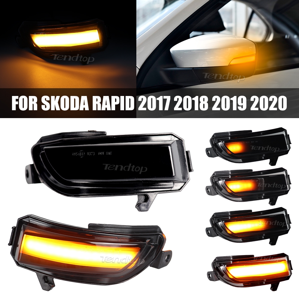 2件裝 動態後視鏡轉向燈流水方向燈指示燈轉向信號燈適用於斯柯達 Rapid 2017-2020 Skoda Fabia