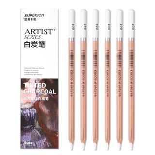 秀普富萊卡勒白色炭筆套裝 素描碳筆美術生專用 學生繪畫鉛筆 手繪專業繪畫畫藝術家級白色炭筆