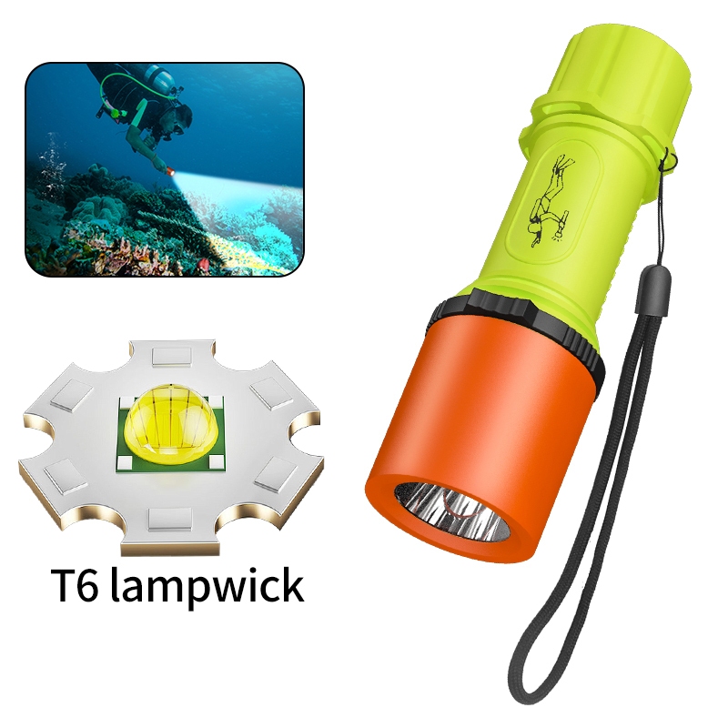 D121 T6 LED潛水手電筒400LM磁性開關戶外便攜式水陸兩用手電筒防水夜釣燈
