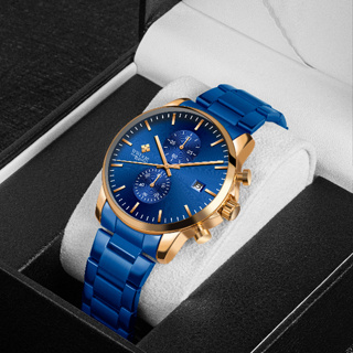 Wwoor 時尚商務男士手錶配不銹鋼防水計時石英男士手錶,自動日期-8844
