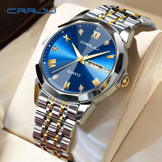 Crrju品牌男士手錶頂級奢華商務氣質防水石英表5023