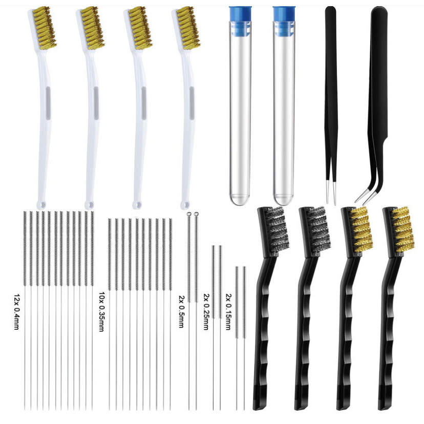40件3D印表機噴嘴清潔套件 噴嘴清潔針清理刷 鑷子套裝