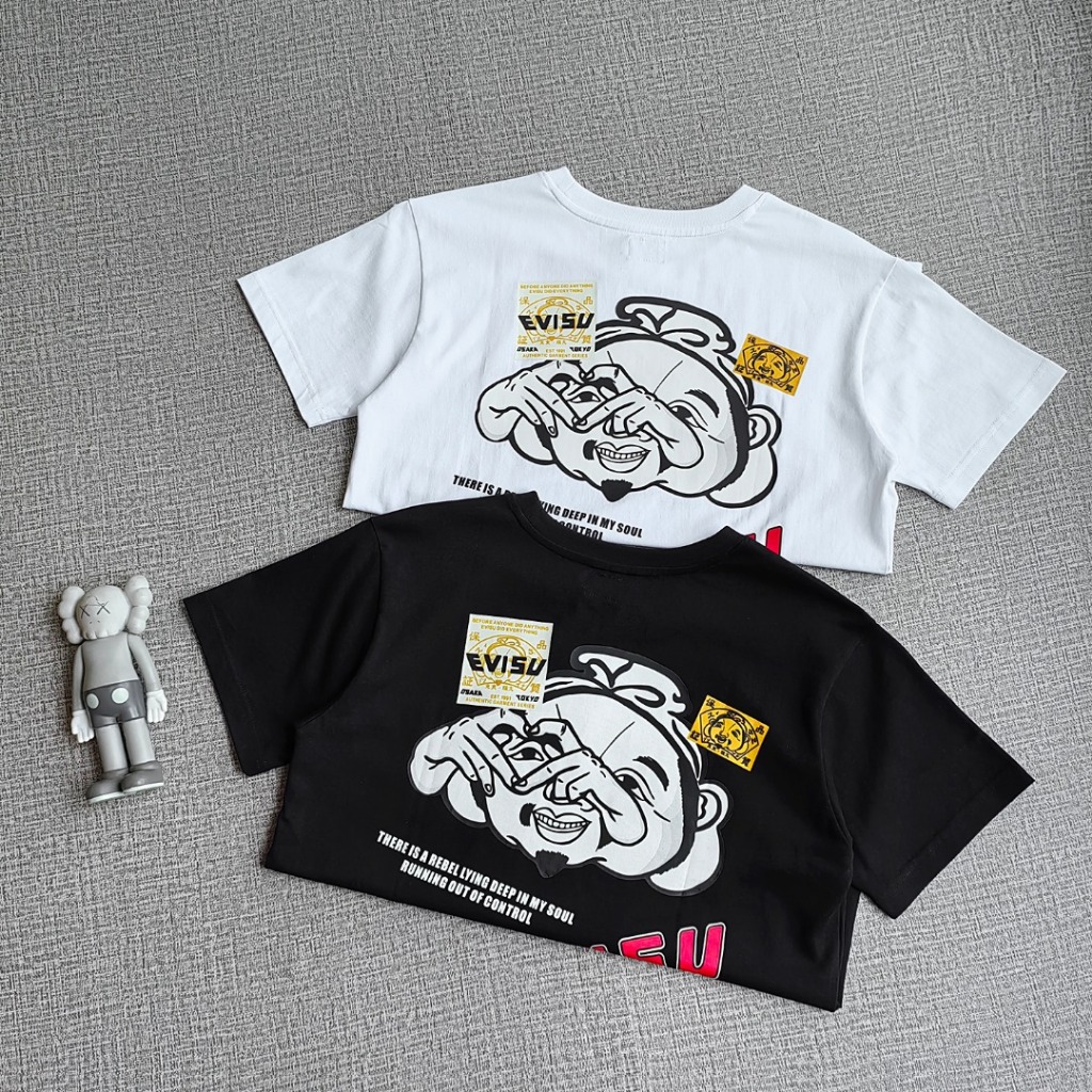 日本 Evisu 福神 2024夏季新款男士佛頭海鷗印花潮流T恤