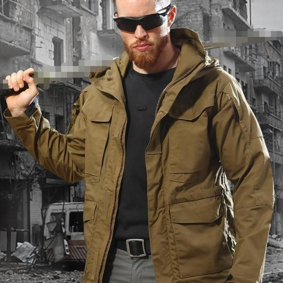 戰術服 運動外套 衝鋒衣 M65 戰術風衣男 連帽中長款 迷彩 外套 迷彩 軍迷 防水衝鋒衣
