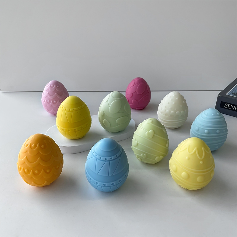 復活節彩蛋 巧克力模具 手工製作 3D復活節彩蛋 蠟燭模具 硅膠橢圓形空腔DIY蛋形肥皂模具