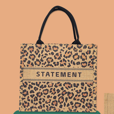 【客製化】【麻布袋】麻布袋訂製 logo大容量亞麻手提袋 豹紋手繪麻布 包包定做環保購物袋