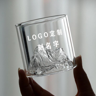 【客製化】【玻璃杯】初雪冰川杯 觀山杯玻璃杯 訂製logo 富士山水杯 印字咖啡杯 透明茶杯子
