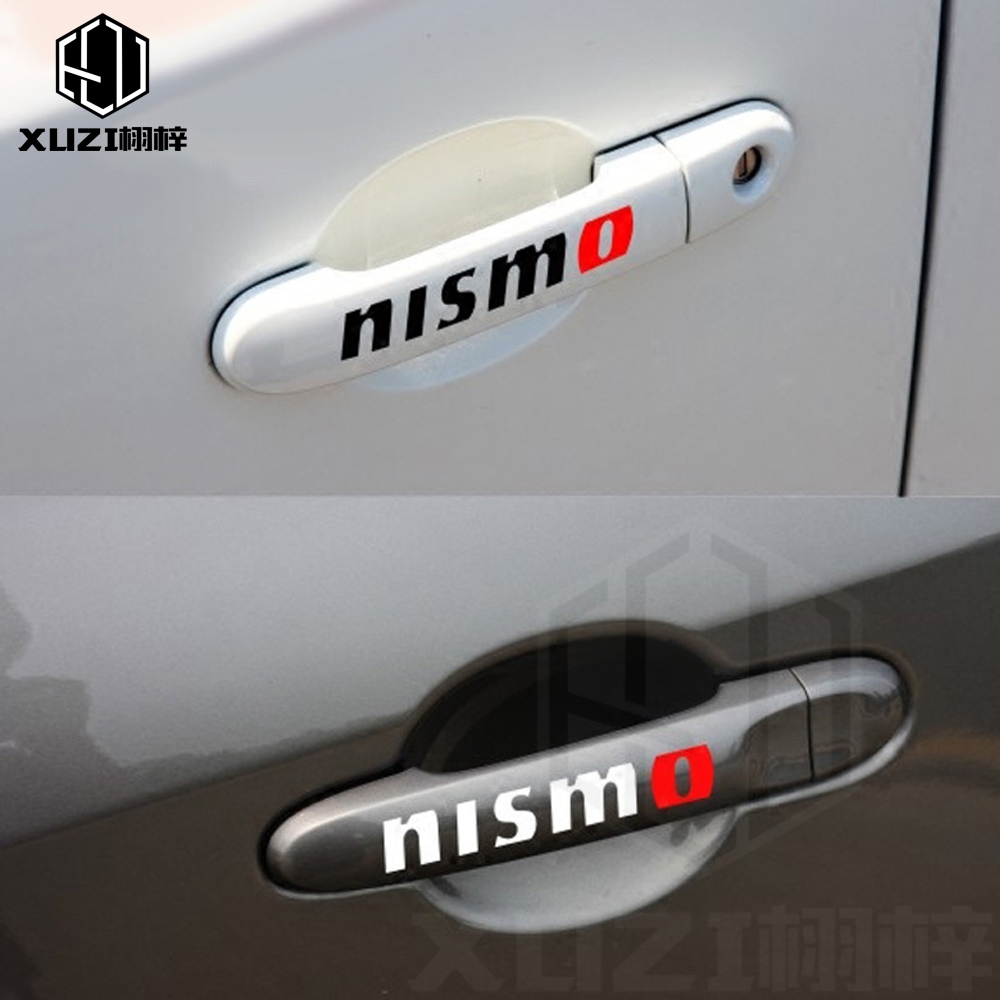 《現貨》4 件裝汽車門把手貼紙適用於Nissan Tiida Sunny QASHQAI MARCH Nismo 標貼紙