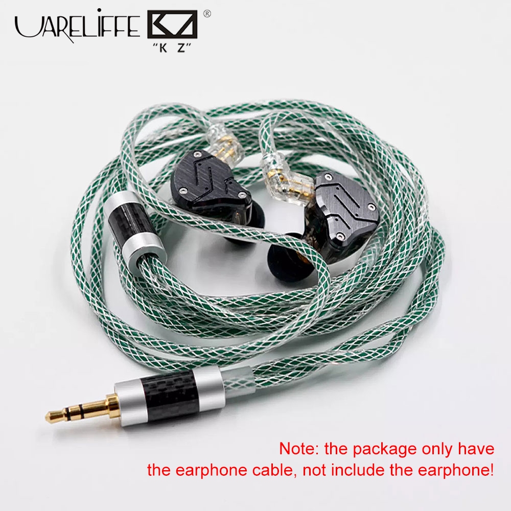 Uareliffe KZ 透明綠色編織耳機升級線 C Pin/QDC/2Pin S 耳機替換線適用於 TRN KZ ZS