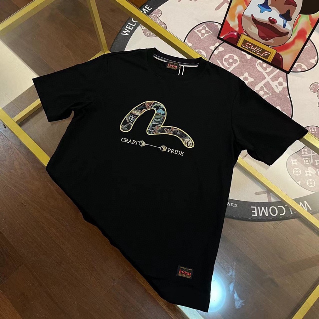 日本 EVISU 福神 24SS男士織錦刺繡小海鷗貼布短袖T恤