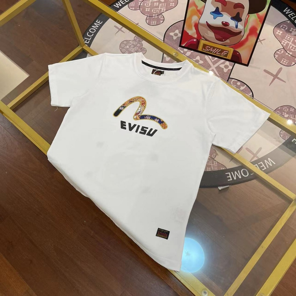 日本 EVISU 福神 獨家首發EV織錦海鷗貼布刺繡多口袋T恤男女同款