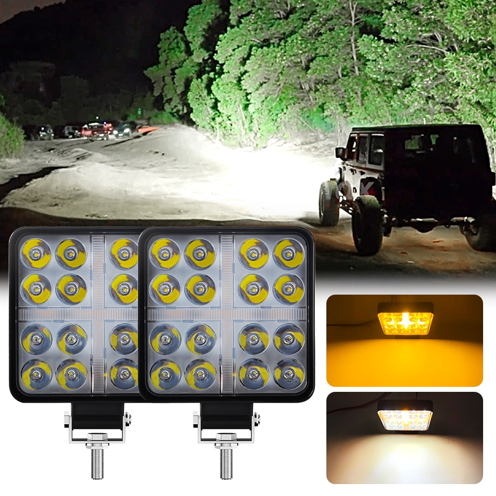 1 件 16LED 工作燈 48W LED 工作泛光燈適用於拖拉機越野 SUV 卡車 ATV UTV 駕駛燈日間行車燈