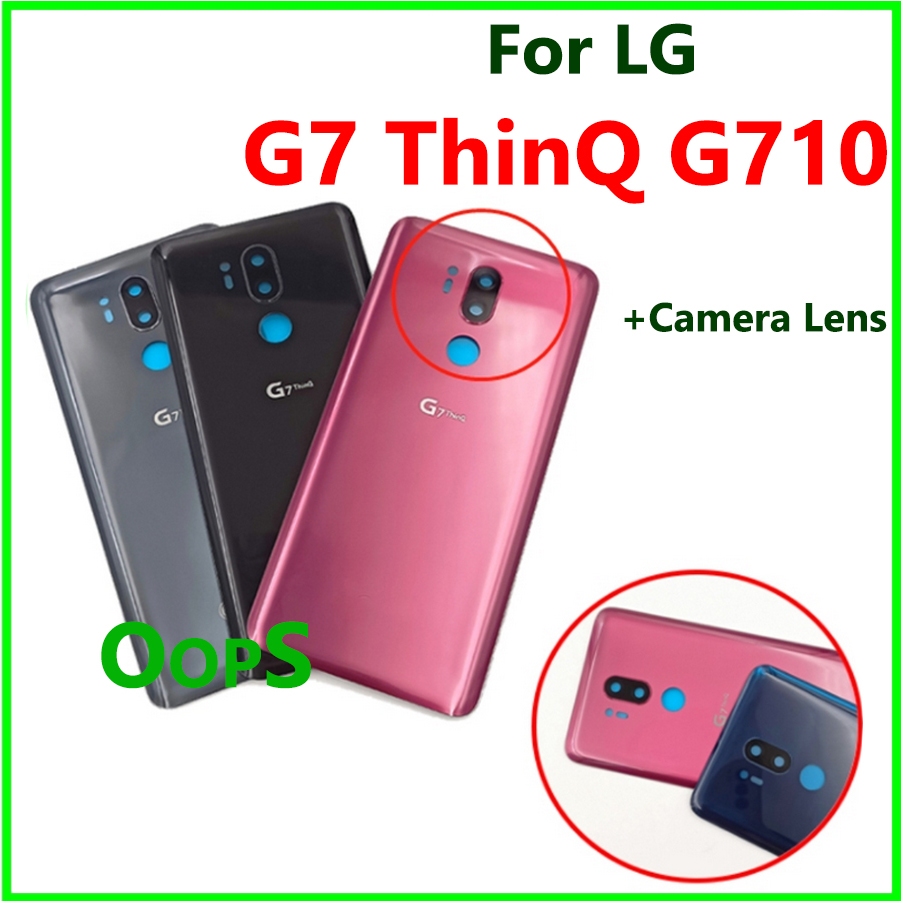 Lg G7 G7+ ThinQ G710 後門電池蓋外殼帶相機鏡頭粘合劑更換維修零件的後殼