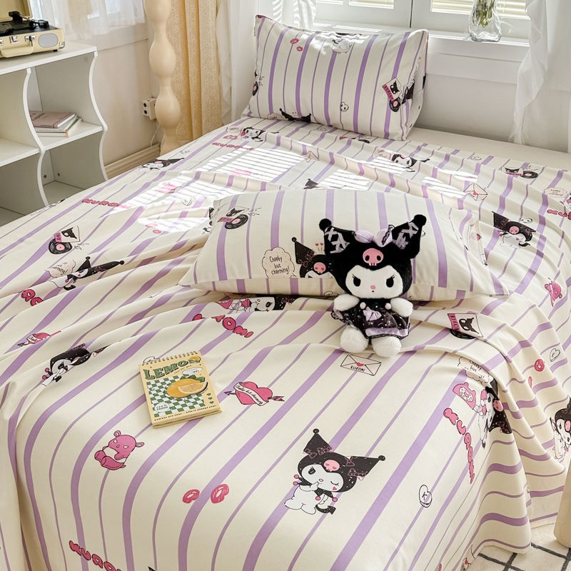 三麗鷗 Sanrio 床罩 My Melody Kuromi 加厚床墊床罩單人雙人特大床床單合身床單床罩