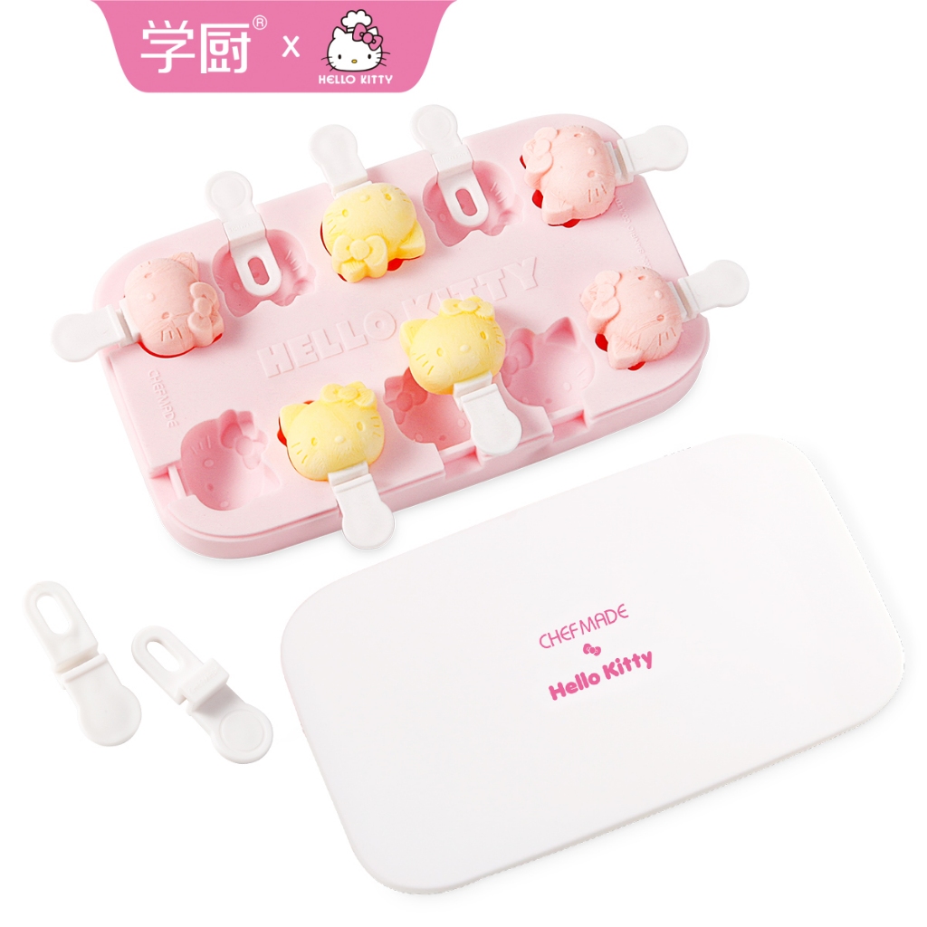 CHEFMADE Hello Kitty 冰淇淋模具食品級矽膠家用兒童芝士棒冰淇淋冰棒巧克力模具帶蓋KT7153