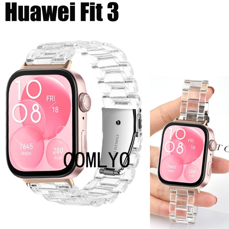 適用 華為手錶 watch fit3 fit 3 錶帶 智能手錶 PC 冰川塑料 透明 男女款替換腕帶