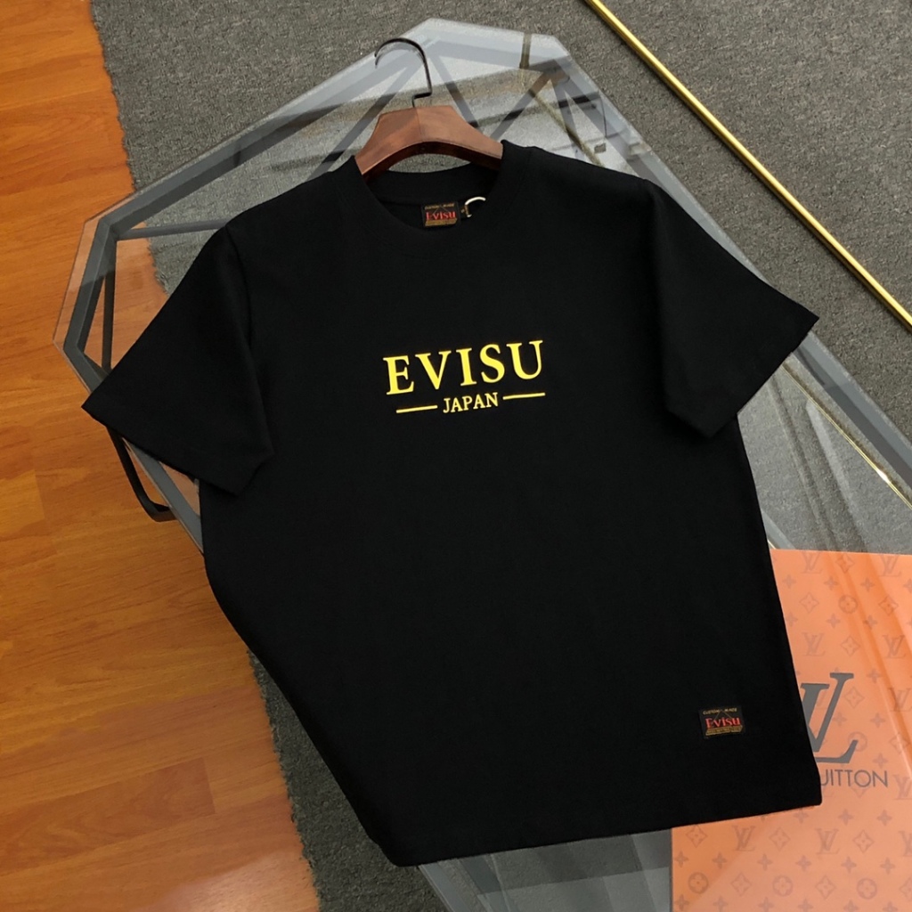 日本 EVISU 福神2024春夏新款男士字母鯽魚短袖T恤