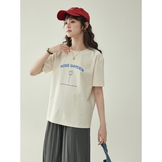日系圓領字母印花短袖t恤女夏季設計感寬鬆上衣