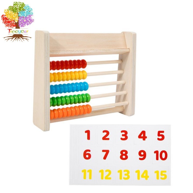 Treeyear 微型計數架,5 行,學習數學算盤,木製教育計數玩具